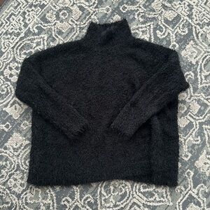 Callahan Fuzzy Black Mock Neck Sweater
